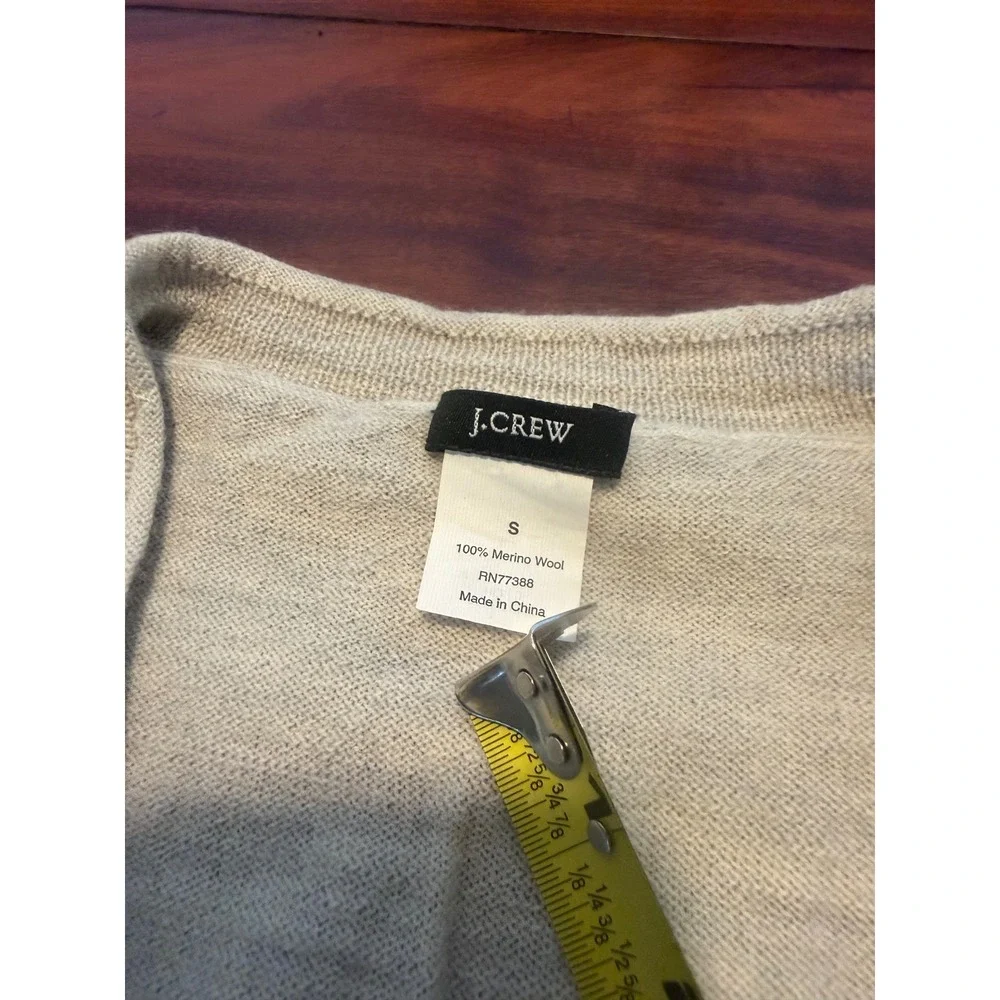 Vintage J.Crew Womens Gray 100% Merino Wool Longline V-Neck Cardigan Size S